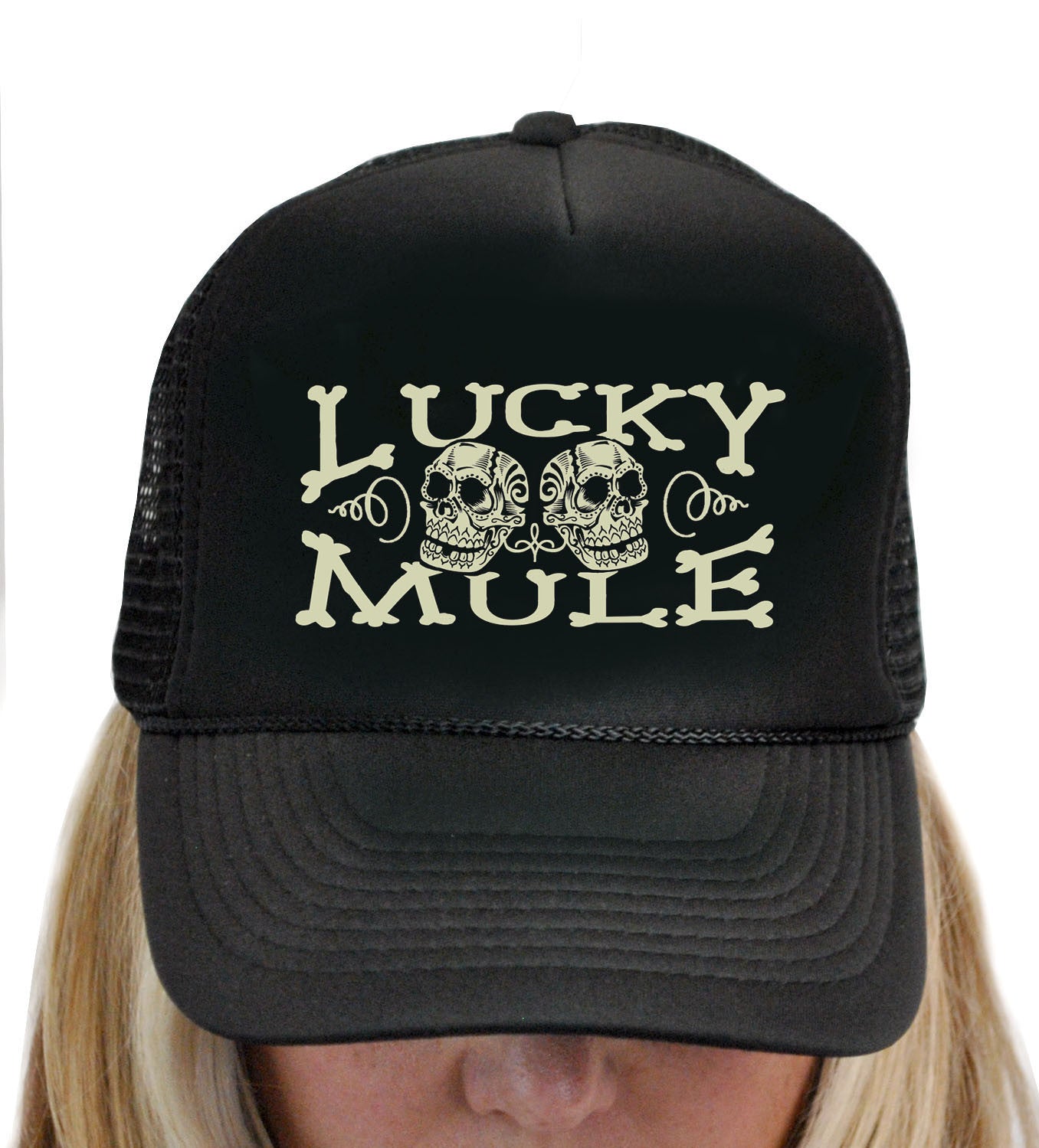 Lucky Day of Dead Skulls Trucker Hat T-330