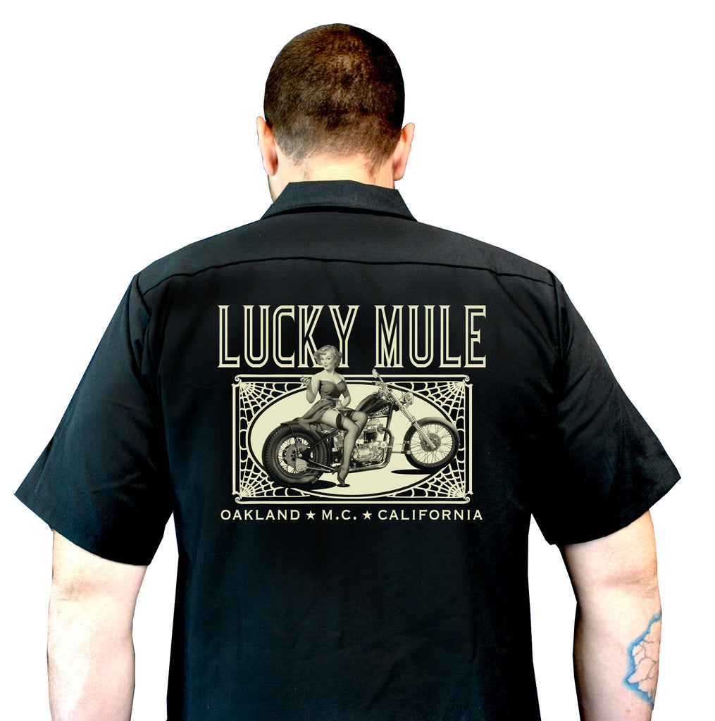 Motorcycle Pin-up Men's Work Shirt